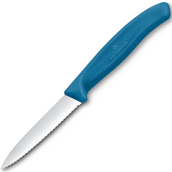 Нож для чистки овощей Victorinox SwissClassic, 8 см, серрейтор, синий, 6.7632.C1