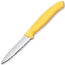 Ніж для чищення овочів Victorinox SwissClassic, 8 см, серейтор, жовтий, 6.7638.C1