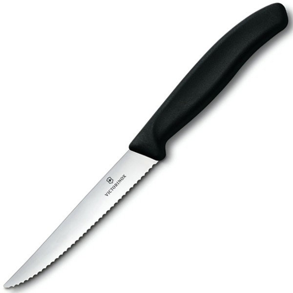 Нож для стейка Victorinox SwissClassic 11 см, серрейтор, чёрный, 6.7233