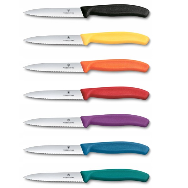 Нож для чистки овощей Victorinox SwissClassic, 10 см, серрейтор, зелёный, 6.7734.C1