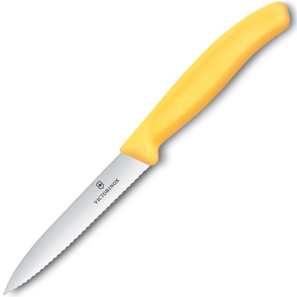 Нож для чистки овощей Victorinox SwissClassic, 10 см, серрейтор, жёлтый, 6.7738.C1
