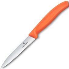 Нож для чистки овощей Victorinox SwissClassic, 10 см, серрейтор, оранжевый, 6.7739.C1