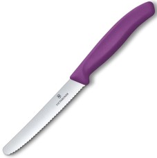 Ніж кухонний для помідорів Victorinox SwissClassic 11 см, серейтор, закруглений, фіолетовий, 6.7835.C1