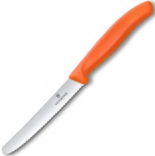 Ніж кухонний для помідорів Victorinox SwissClassic 11 см, серейтор, закруглений, помаранчевий, 6.7839.C1