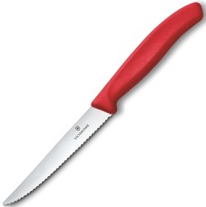 Нож для стейка и пиццы Victorinox SwissClassic, 11 см, серрейтор, красный, 6.7231.C1