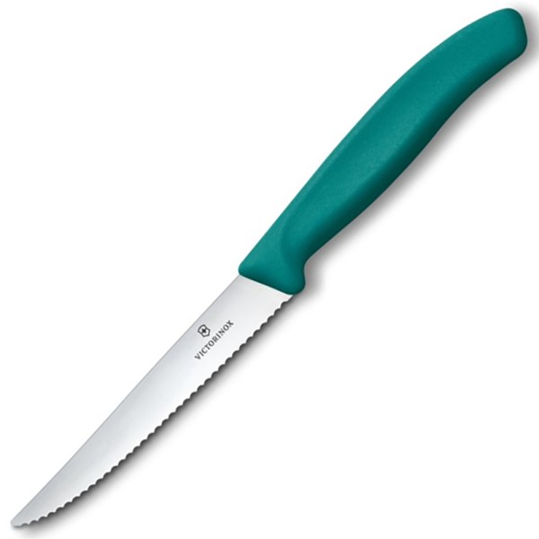 Нож для стейка и пиццы Victorinox SwissClassic, 11 см, серрейтор, зелёный, 6.7234.C1