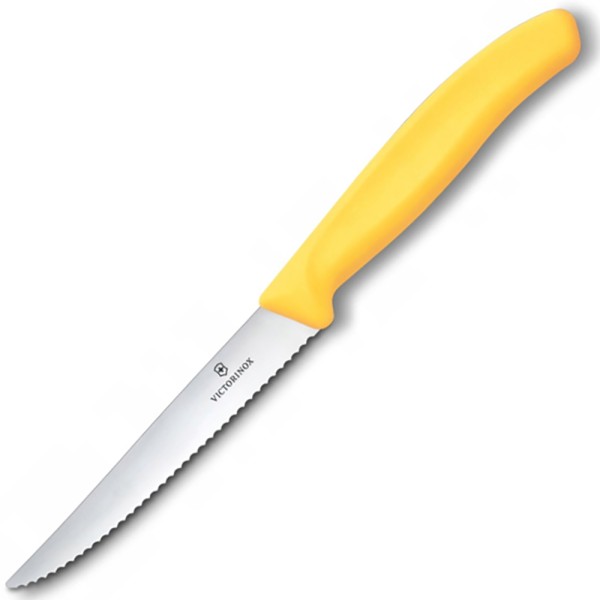 Нож для стейка и пиццы Victorinox SwissClassic, 11 см, серрейтор, жёлтый, 6.7238.C1