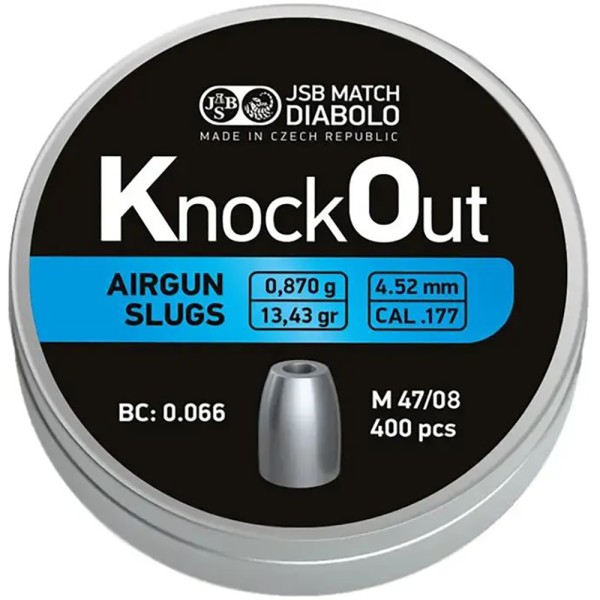 Пули пневматические JSB Diabolo KnockOut Slugs 4.52 мм , 0.870 г, 400 шт/уп