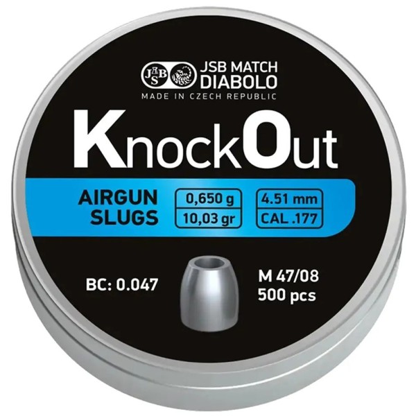 Пули пневматические JSB Diabolo KnockOut Slugs 177 MK3 4,51 мм 0,650 гр (500 шт/уп)