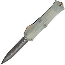 Нож Microtech Hatori Cowry-Y Damascus Jade G10 W/ Bronze