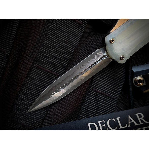 Ніж Microtech Hatori Cowry-Y Damascus Jade G10 W/ Bronze