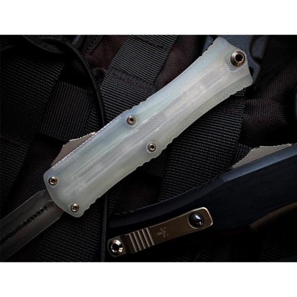 Ніж Microtech Hatori Cowry-Y Damascus Jade G10 W/ Bronze