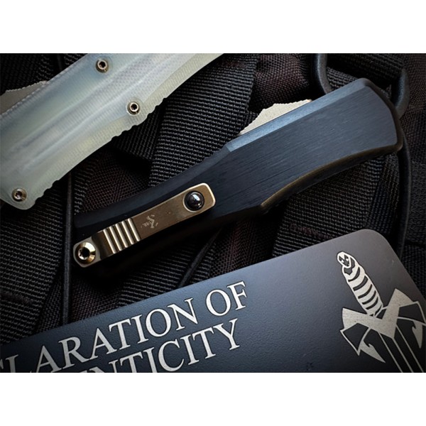 Ніж Microtech Hatori Cowry-Y Damascus Jade G10 W/ Bronze
