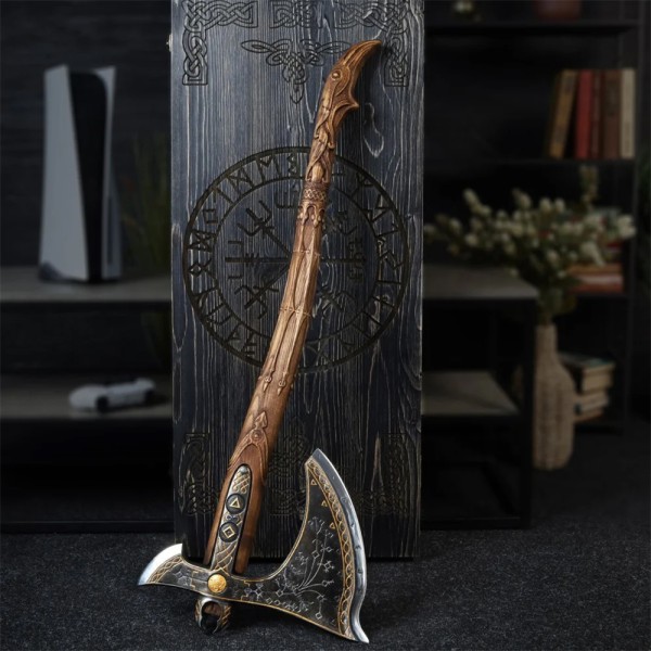 Топор AncientSmithy Handcrafted Leviathan axe with leather cover + Wooden Runic Box