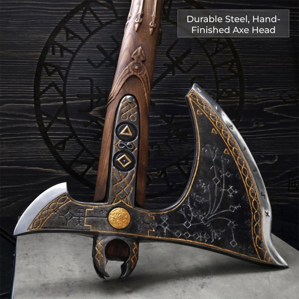 Топор AncientSmithy Handcrafted Leviathan axe with leather cover + Wooden Runic Box