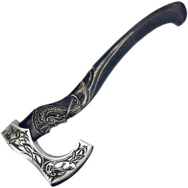 Сокира ДревніСміті Hand-forged hardened bearded viking axe "Fenrisulfr" with carved handle