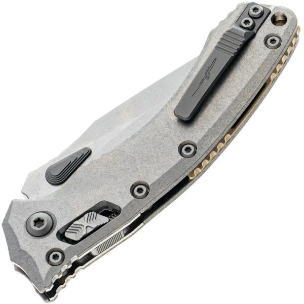 Нож Microtech Amphibian RAM-LOK Marfione Select Stonewash Slab Side Bronze Titanium