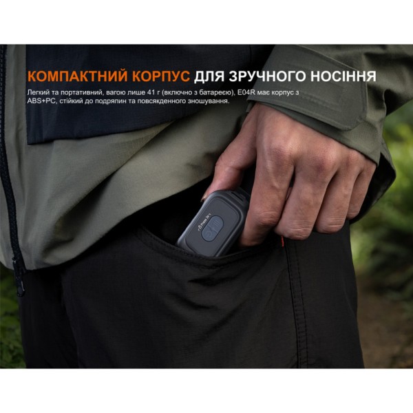 Ліхтар з кліпсою Fenix E04R, чорний
