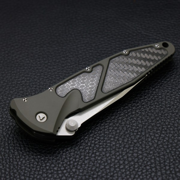 Нож Microtech Socom Elite Green, Carbon Fiber Inserts