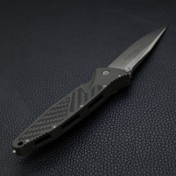 Нож Microtech Socom Elite Green, Carbon Fiber Inserts