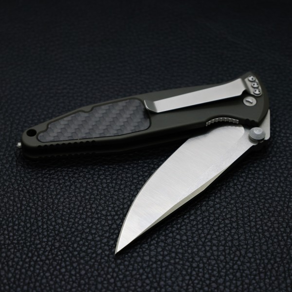 Нож Microtech Socom Elite Green, Carbon Fiber Inserts
