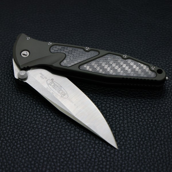 Нож Microtech Socom Elite Green, Carbon Fiber Inserts
