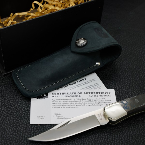 Нож Buck 110 Folding Hunter, Magnacut, America CamoCarbon, Nickel Silver, 1 of 750