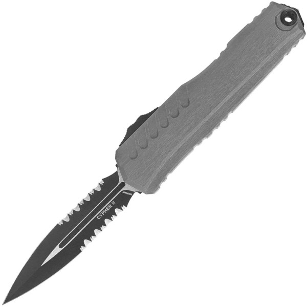 Нож Microtech Cypher II D/E Black Natural Clear, полусеррейтор