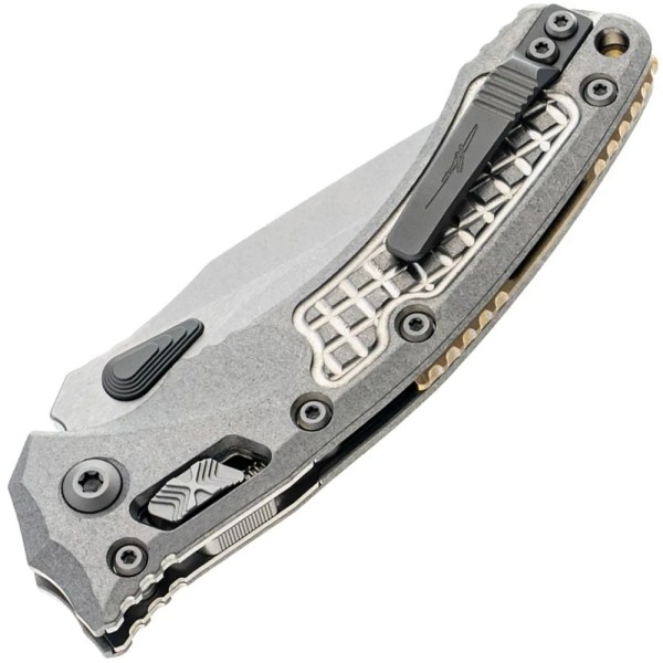 Нож Microtech Amphibian RAM-LOK Marfione Select Stonewash Frag Pattern Bronze Titanium Accent Double Vapor Blast St
