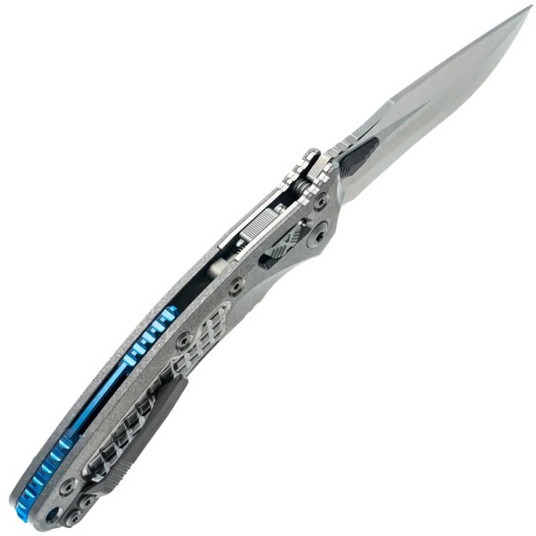 Нож Microtech Amphibian RAM-LOK Marfione Select Stonewash Frag Pattern Titanium W/Blue Accent Double Vapor Blast St