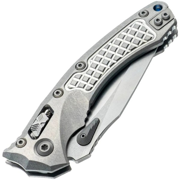 Нож Microtech Amphibian RAM-LOK Marfione Select Stonewash Frag Pattern Titanium W/Blue Accent Double Vapor Blast St