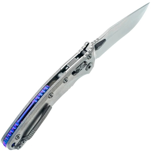 Нож Microtech Amphibian RAM-LOK STD Stonewash Slab Side W/Purple Titanium Accent Double Vapor Blast