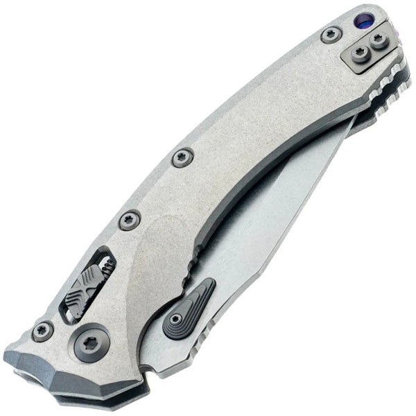 Нож Microtech Amphibian RAM-LOK STD Stonewash Slab Side W/Purple Titanium Accent Double Vapor Blast