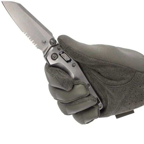 Ніж Microtech Amphibian RAM-LOK Marfione Select Stonewash Slab Side Titanium W/Flamed Accent Bronzed Double Vapor Bl Полусеррейтор