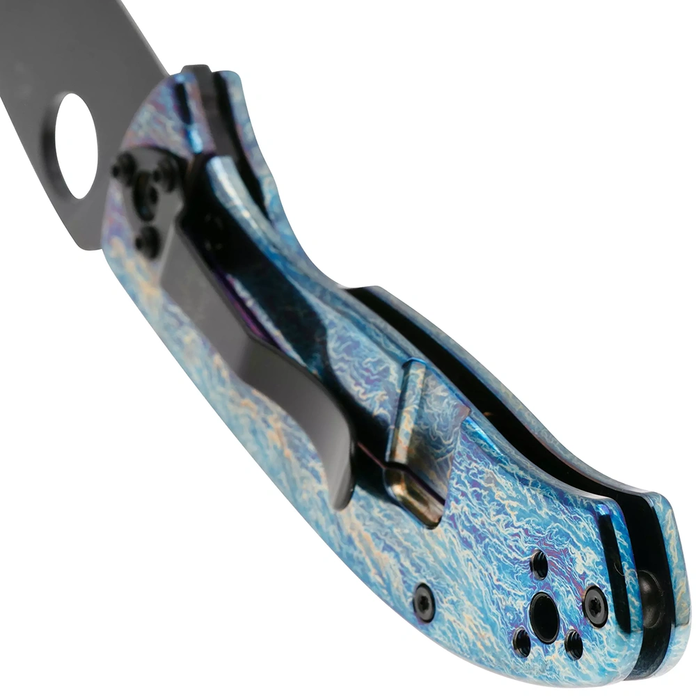 Ніж Spyderco Tenacious, Black Blade, D-2, Titanium Blue- купити в