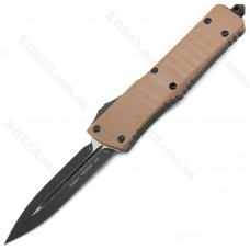 Microtech Combat Troodon D/E Tan G-10, Black Composite Top, 142-1 GTTA