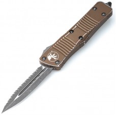 Microtech Troodon D / E Stonewash FS, серрейтор, Distressed Tan