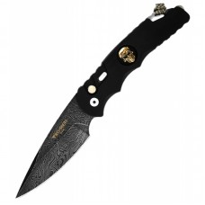 Protech TR-4 Gold Skull Damascus Limited