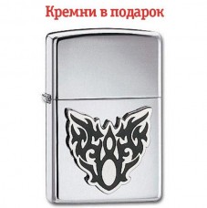 Запальничка Zippo High Polish Chrome Moth Tattoo