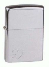 Зажигалка Zippo Reg High Polish Chrome Heart with Stars