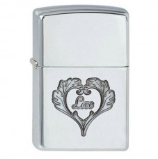 Зажигалка Zippo Reg High Polish Chrome Love-Leafy