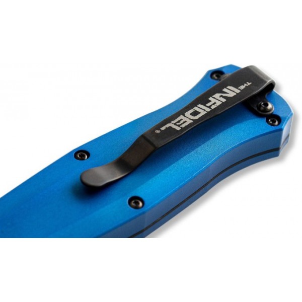 Benchmade 3300BK-2001 Infidel, Black DLC Coating Dagger Blade, Blue Aluminum handle